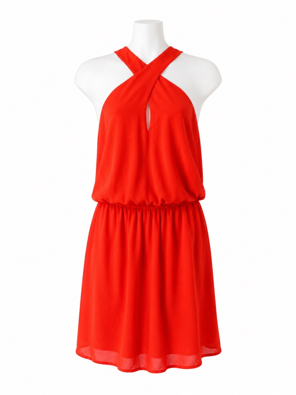 KRISA NWT Red Cross Halter Dress | Flowy Open Back Cocktail Mini